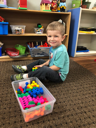 Boy playing with blocks